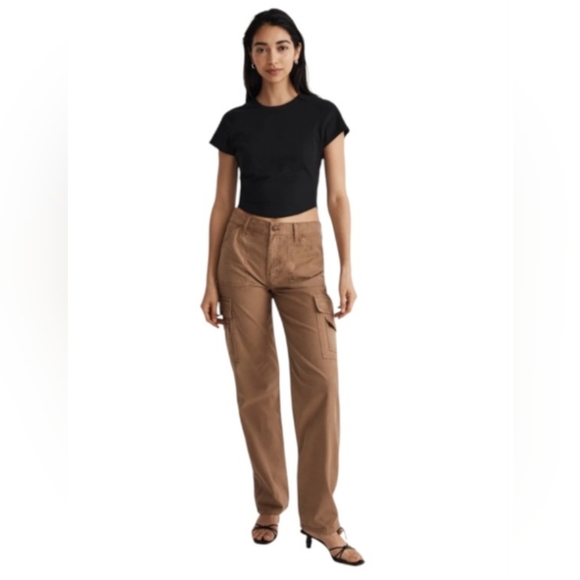 Madewell Garment-Dyed Brown Low-Slung Straight Cargo Pants in Rustic Wood sz 29 - Picture 10 of 14